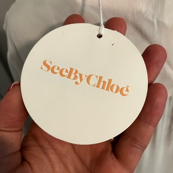 100% silk NWT See by Chloe white blouse with mock neck and tassels (40) - Picture 8 of 12